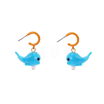 Alloy Lampwork Stud Dangle Earrings for Women WGC9781-01-1