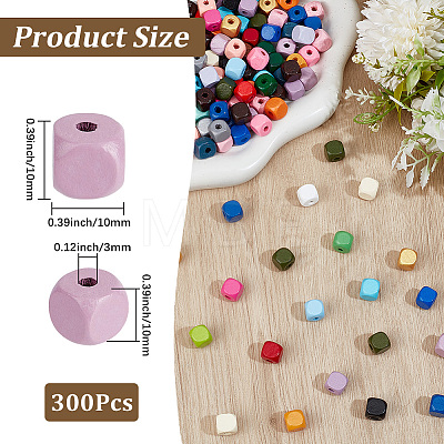 Spray Painted Wooden Beads WOOD-PA0001-53A-1