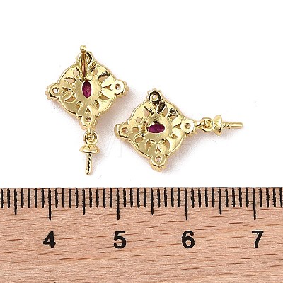 Brass with Cubic Zirconia Rhombus Stud Earrings Findings KK-B087-04G-1