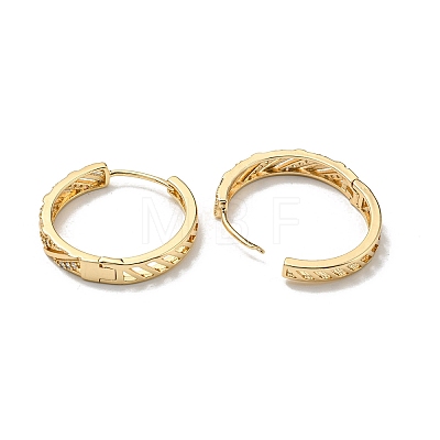 Brass with Clear Cubic Zirconia Hoop Earrings EJEW-B035-19KCG-1