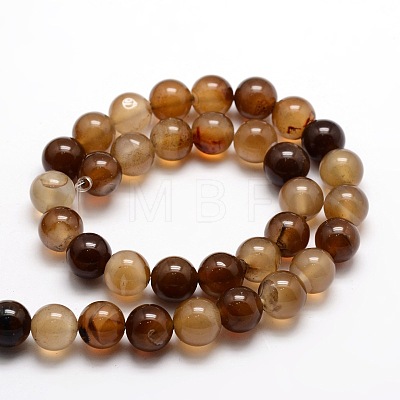 Dyed Natural Agate Round Beads Strands G-E321B-8mm-01-1