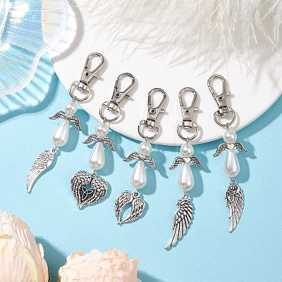 Angel & Wing Alloy Pendant Decoration HJEW-JM02307-1