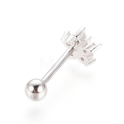 Anti-Tarnish Rhodium Plated 925 Sterling Silver Barbell Cartilage Earrings STER-I018-03P-1