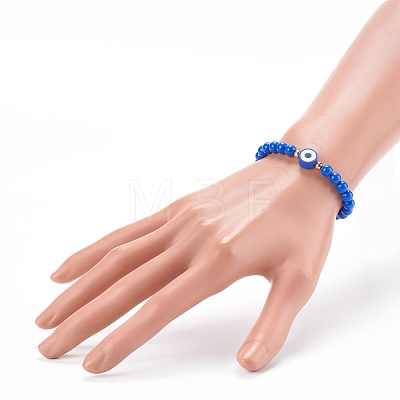 Opaque Acrylic Stretch Beaded Bracelets BJEW-JB06171-1