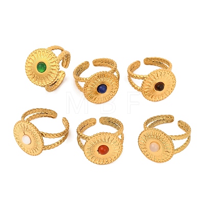 Natural Mixed Stone Finger Rings RJEW-Q822-34G-1