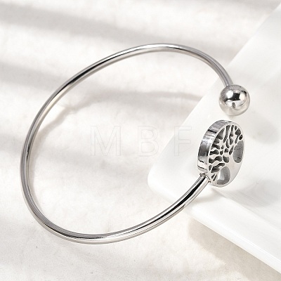 304 Stainless Steel Cuff Bangles for Women BJEW-D436-02P-1
