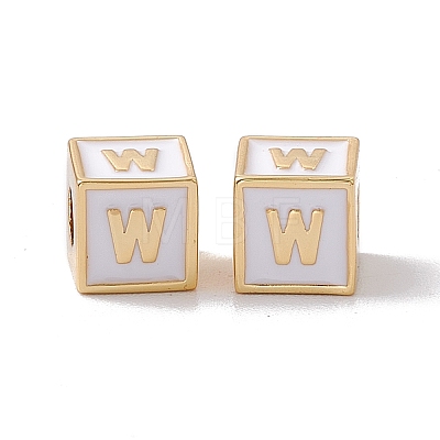 Rack Plating Brass Enamel Beads KK-B060-04G-04W-1