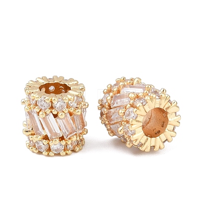 Column Brass Micro Pave Clear Cubic Zirconia European Beads KK-C142-09LG-1