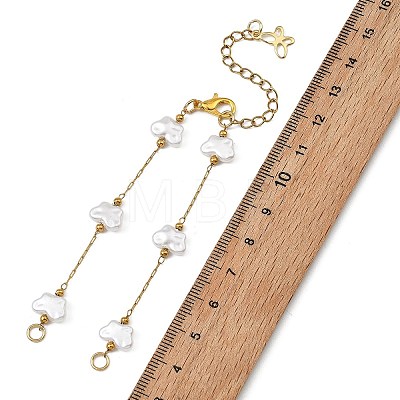 ABS Imitation Pearl Butterfly 304 Stainless Steel Bracelet Making AJEW-JB01650-1