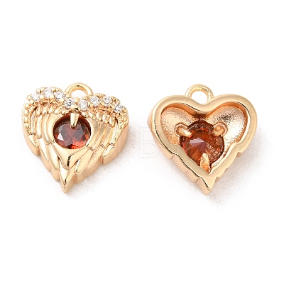 Brass & Glass & Cubic Zirconia Charms KK-G468-54G-02-1