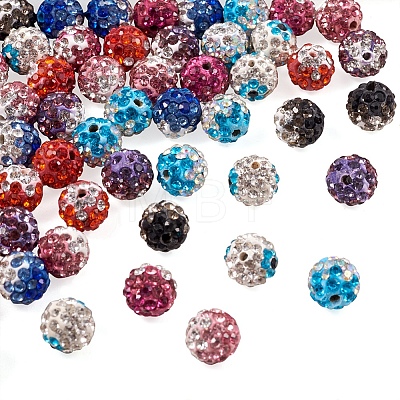 64Pcs 8 Colors Two-Tone Handmade Polymer Clay Disco Ball Beads RB-SW0001-01-1