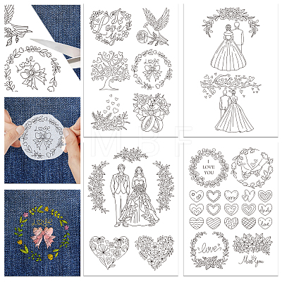 4 Sheets 11.6x8.2 Inch Stick and Stitch Embroidery Patterns DIY-WH0455-118-1
