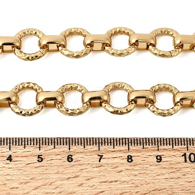 13MM 304 Stainless Steel Textured Round Ring Link Chain Necklaces NJEW-P349-01A-G-1