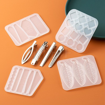 4Pcs 4 Style Mixed Shapes Silicone Hair Clip Molds DIY-LS0004-01-1