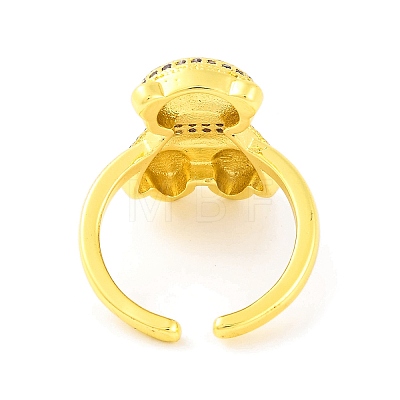 Bear Brass Micro Pave Cubic Zirconia Open Cuff Ring for Women RJEW-U003-23C-G-1