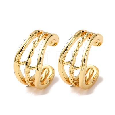 Brass Triple C-Shaped Cuff Earrings EJEW-D332-05E-G-1