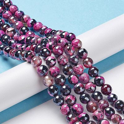 Electroplate Natural Fire Crackle Agate Beads Strands G-G0006-A01-07-1