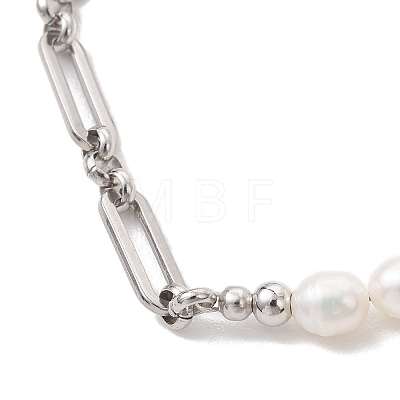 Natural Cultured Freshwater Pearl Beads Link Bracelets BJEW-JB13511-02-1