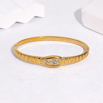 304 Stainless Steel Rhinestone Hinged Bangles for Women FS-WGE0196-02-1