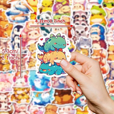 50Pcs PP Plastic Animals Sticker PW-WG98F2E-01-1