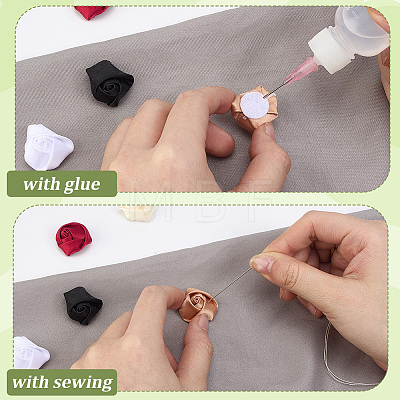 70Pcs 7 Colors Polyester Rose Flower Ornament Accessories DIY-GF0013-42-1