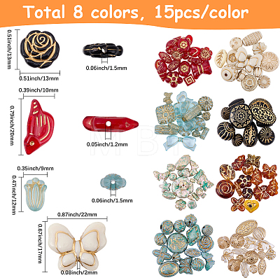 120Pcs 8 Styles Transparent Acrylic Beads MACR-BM0001-05-1