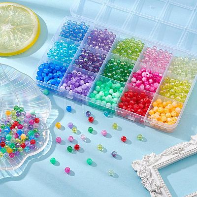 870Pcs 15 Colors  Acrylic Beads MACR-YW0002-53-1