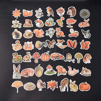 50Pcs Autumn Theme PVC Self Adhesive Stickers STIC-C003-05-1