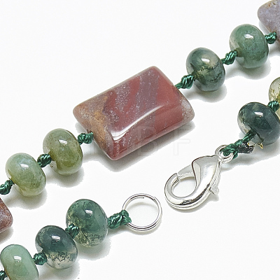 Natural Indian Agate Beaded Necklaces NJEW-S395-12-1