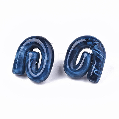 Opaque Resin Stud Earrings EJEW-T012-01-A02-1