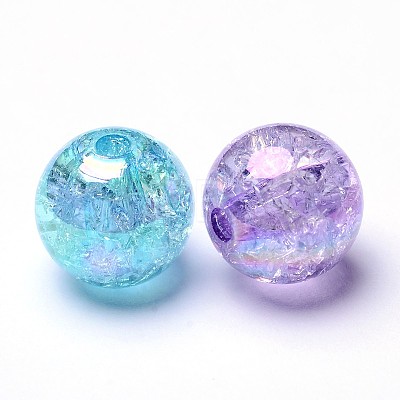 Bubblegum AB Color Transparent Crackle Acrylic Round Beads X-CACR-R011-12mm-M-1