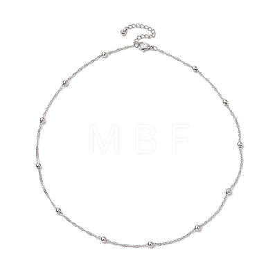 304 Stainless Steel Ball Singapore Chain Necklaces NJEW-JN05169-1