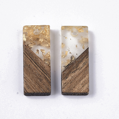 Transparent Resin & Walnut Wood Pendants X-RESI-Q210-007A-A01-1