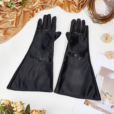 1 Pair PU Leather Long Whole Finger Gloves AJEW-CL0005-12B-1