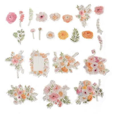 25Pcs Flowers Theme DIY Paper Stickers STIC-U004-02E-1