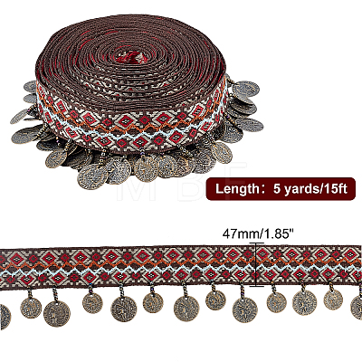 5 Yards Ethnic Style Embroidery Polyester Ribbons OCOR-GA0001-19-1