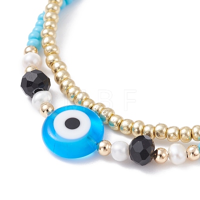 Evil Eye Multi-strand Bracelet for Girl Women BJEW-JB07111-02-1