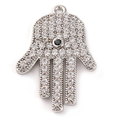 Rack Plating Brass Micro Pave Cubic Zirconia Pendants KK-Z070-10P-1