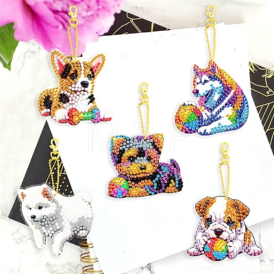 DIY Diamond Painting Dog Keychain Kits PW-WG5C28C-01-1