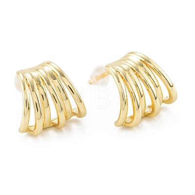 Brass Stud Earrings ZIRC-P088-04G-1