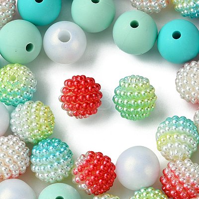 DIY Round Silicone & Acrylic & Berry Beads Making Findings Kits DIY-FS0006-26A-1