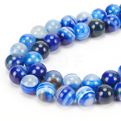 2 Strands Natural Striped Agate/Banded Agate Beads Strands G-DC0001-11-1