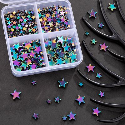 390Pcs 4 Sizes Electroplate Non-magnetic Synthetic Hematite Bead Strands G-LS0001-57-1