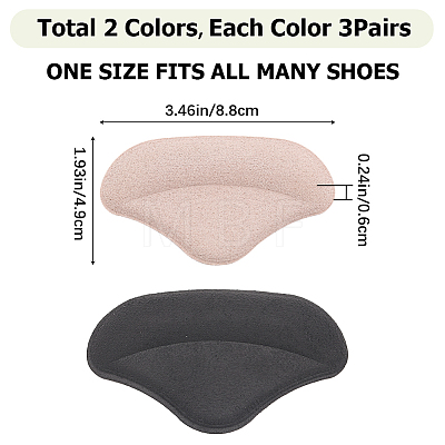 Gorgecraft 6 Pairs 2 Colors Cotton Anti-Wear Heel Grips FIND-GF0005-49-1