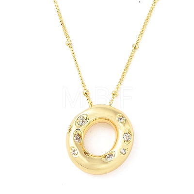 Brass Micro Pave Clear Cubic Zirconia Pendant Necklaces NJEW-Z038-01G-O-1