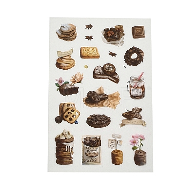 6Pcs Coffee Theme DIY Paper Scrapbook Stickers STIC-U004-05A-1