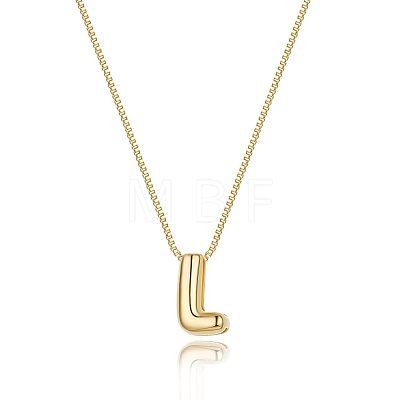 Brass Initial Pendant Box Chain Necklaces for Women FS-WG5C822-12-1