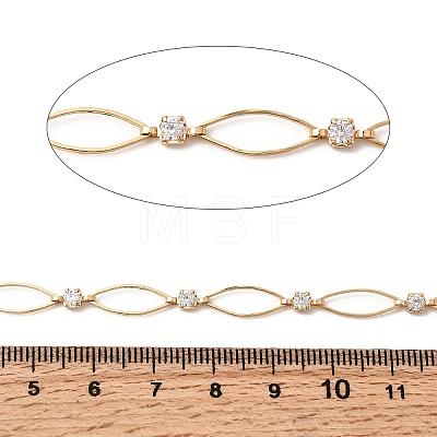 Handmade Brass Pave Clear Cubic Zirconia Horse Eye Link Chains CHC-G027-03G-1