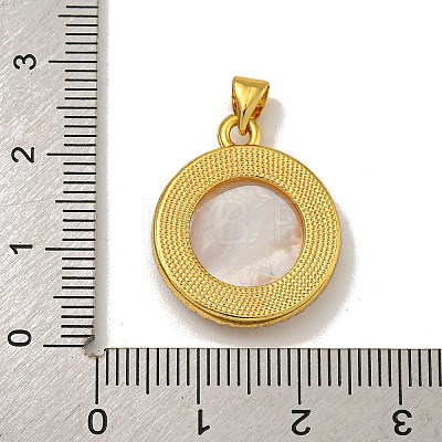 Rack Plating Brass Micro Pave Clear Cubic Zirconia Flat Round Pendants KK-U025-10G-01-1