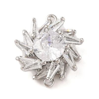 Brass Pave Clear Cubic Zirconia Connector Charms KK-S389-40P-1